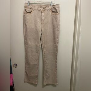 DG2 Diane Gilman Womens Beige Tan Denim Jeans Size 12T  34x32 Straight Leg